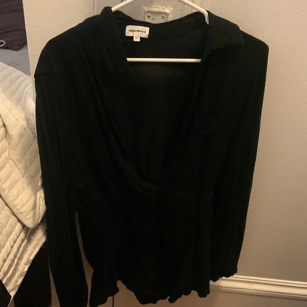 Black Long Selfed Romper